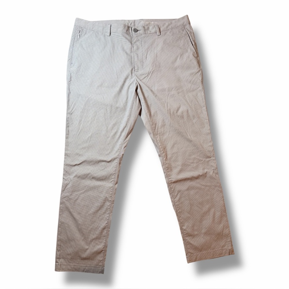 Tommy Bahama Houndstooth Chino Pants Gray White Flat Front Perf Mens Sz 40X32